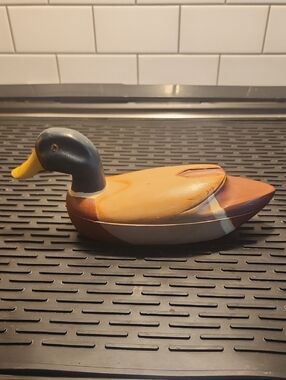 Hand Carved/Hand Painted Duck With Storage